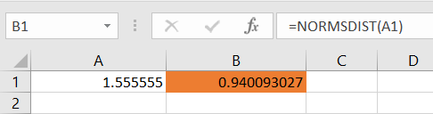 Normsdist function Result